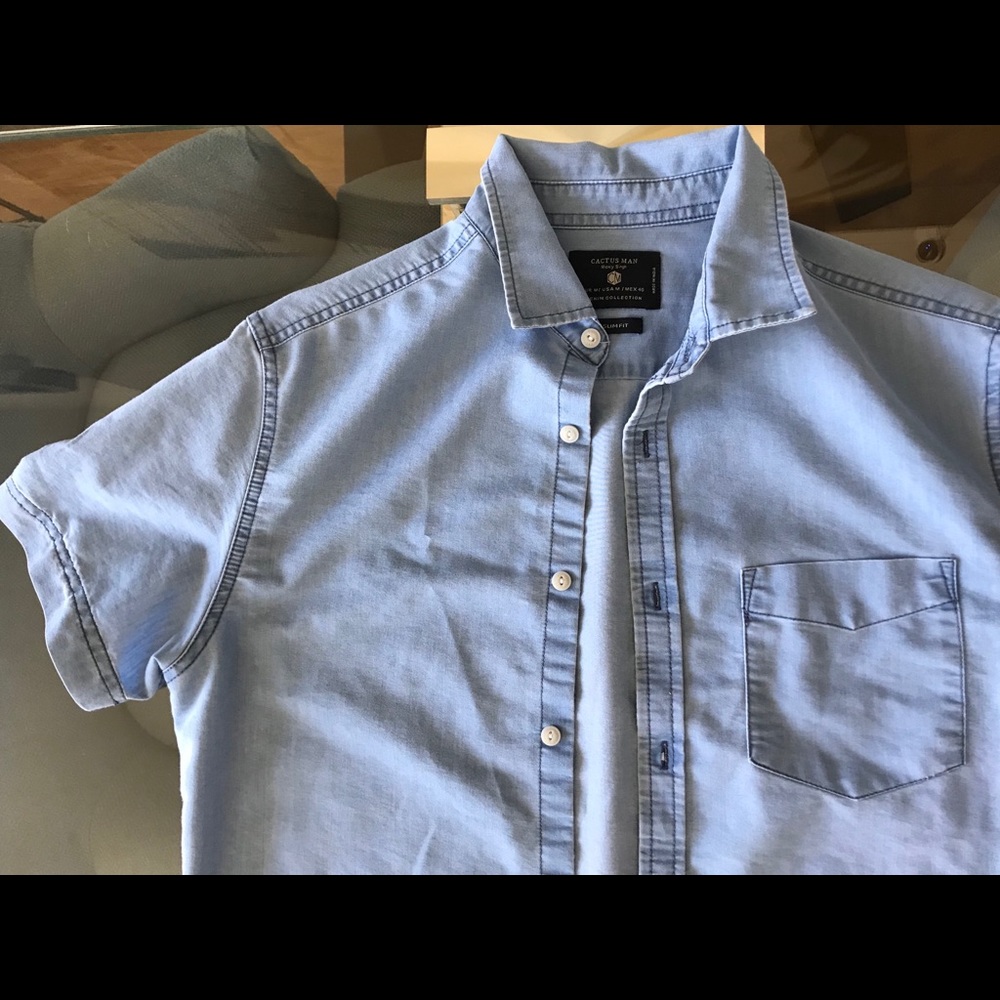 Cactus Man Medium short sleeved Jean button down